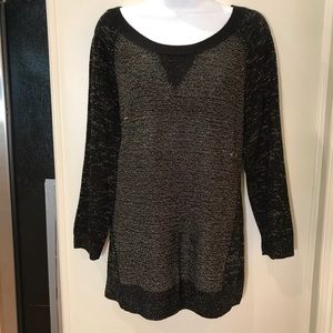 Attention Black and Gold Scoop Neck Sweater NWT